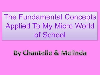 The Fundamental Concepts  Applied To My Micro World  of School By Chantelle & Melinda 