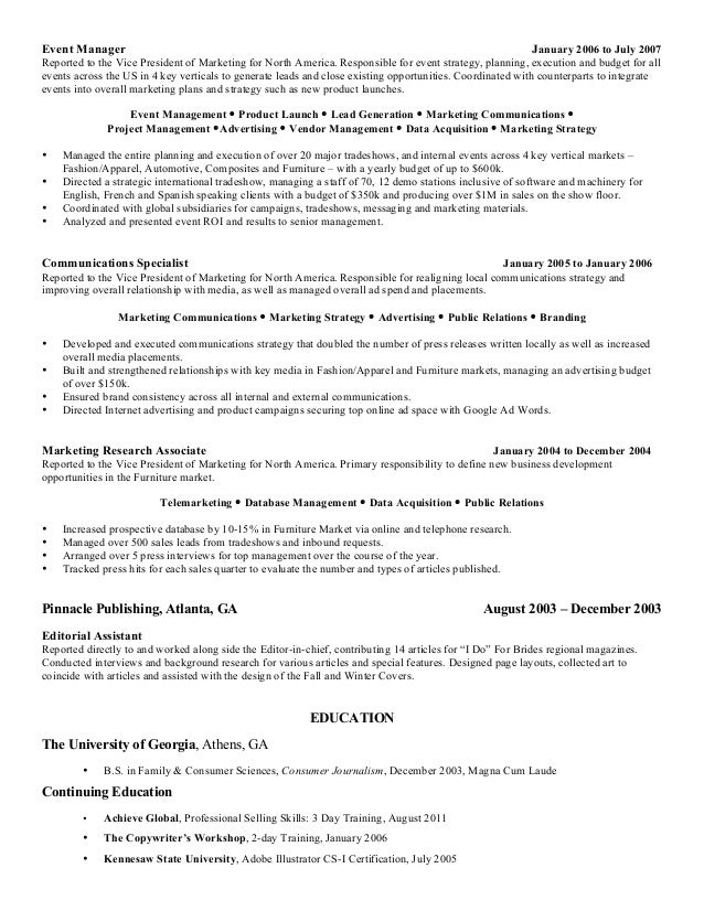 fashion marketing resumes