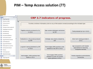 Data management tools for monitoring, evaluation and learning—Options and ideas
