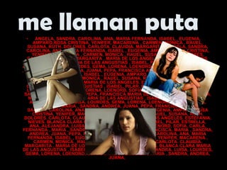 me llaman puta     ANGELA, SANDRA, CAROLINA, ANA, MARIA FERNANDA, ISABEL , EUGENIA, AMPARO,ROSA CRISTINA, YENIFER, MACARENA , CARMEN, MONICA , RAUEL. SUSANA, RUTH. DOLORES. CARLOTA. CLAUIDIA. MARGARITA , ANGELA, SANDRA, CAROLINA, ANA, MARIA FERNANDA, ISABEL , EUGENIA, AMPARO, ROSA CRISTINA, YENIFER, MACARENA , CARMEN, MONICA , RAUEL. SUSANA, RUTH. DOLORES. CARLOTA. CLAUIDIA. MARGARITA , MARIA DE LOS ANGELES. ESTEFANIA. NIEVES. BLANCA CLARA MARIA DE LAS ANGUSTIAS , ISABEL, PILAR, ESTRELLA,  ANA, ALEJANDRA, LUISA, LOURDES, GEMA, LORENA, LOENORD, SOFIA, CARLA, FERNANDA , MARIA , SANDRA, ANDREA, JUANA, PEPA, FRANCISCA ANGELA, SANDRA, CAROLINA, ANA, MARIA FERNANDA, ISABEL , EUGENIA, AMPARO, ROSA CRISTINA, YENIFER, MACARENA , CARMEN, MONICA , RAUEL. SUSANA, RUTH. DOLORES. CARLOTA. CLAUIDIA. MARGARITA , MARIA DE LOS ANGELES. ESTEFANIA. NIEVES. BLANCA CLARA MARIA DE LAS ANGUSTIAS , ISABEL, PILAR, ESTRELLA,  ANA, ALEJANDRA, LUISA, LOURDES, GEMA, LORENA, LOENORD, SOFIA, CARLA, FERNANDA , MARIA , SANDRA, ANDREA, JUANA, PEPA, FRANCISCA.MARIA DE LOS ANGELES. ESTEFANIA. NIEVES. BLANCA CLARA MARIA DE LAS ANGUSTIAS , ISABEL, PILAR, ESTRELLA,  ANA, ALEJANDRA, LUISA, LOURDES, GEMA, LORENA, LOENORD, SOFIA, CARLA, FERNANDA , MARIA , SANDRA, ANDREA, JUANA, PEPA, FRANCISCA ANGELA, SANDRA, CAROLINA, ANA, MARIA FERNANDA, ISABEL , EUGENIA, AMPARO, ROSA CRISTINA, YENIFER, MACARENA , CARMEN, MONICA , RAUEL. SUSANA, RUTH. DOLORES. CARLOTA. CLAUIDIA. MARGARITA , MARIA DE LOS ANGELES. ESTEFANIA. NIEVES. BLANCA CLARA MARIA DE LAS ANGUSTIAS , ISABEL, PILAR, ESTRELLA,  ANA, ALEJANDRA, LUISA, LOURDES, GEMA, LORENA, LOENORD, SOFIA, CARLA, FERNANDA , MARIA , SANDRA, ANDREA, JUANA, PEPA, FRANCISCA. MARIA , SANDRA, ANDREA, JUANA, PEPA, FRANCISCA ANGELA, SANDRA, CAROLINA, ANA, MARIA FERNANDA, ISABEL , EUGENIA, AMPARO, ROSA CRISTINA, YENIFER, MACARENA , CARMEN, MONICA , RAUEL. SUSANA, RUTH. DOLORES. CARLOTA. CLAUIDIA. MARGARITA , MARIA DE LOS ANGELES. ESTEFANIA. NIEVES. BLANCA CLARA MARIA DE LAS ANGUSTIAS , ISABEL, PILAR, ESTRELLA,  ANA, ALEJANDRA, LUISA, LOURDES, GEMA, LORENA, LOENORD, SOFIA, CARLA, FERNANDA , MARIA , SANDRA, ANDREA, JUANA,   