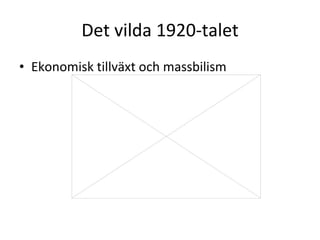 Det vilda 1920-talet Ekonomisk tillväxt och massbilism 