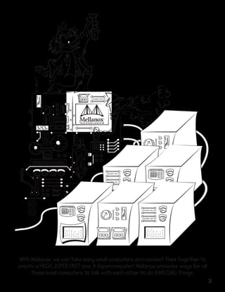 With Mellanox, we can take many small computers and connect them together to
create a HUGE, SUPER FAST one. A Supercomputer! Mellanox provides ways for all
these small computers to talk with each other to do AMAZING things.
3

 