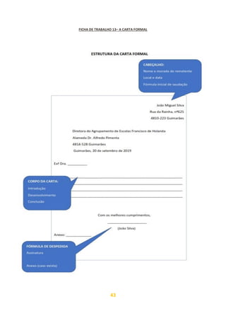 43
FICHA DE TRABALHO 13– A CARTA FORMAL
 