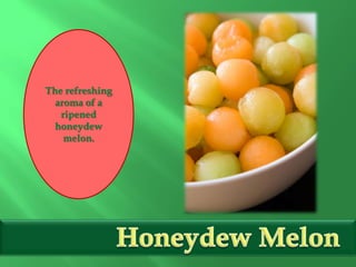 The refreshing
aroma of a
ripened
honeydew
melon.
 