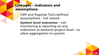 Monitoring and Evaluation conceptual frameworks and Management Information Systems at various levels