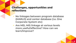 Monitoring and Evaluation conceptual frameworks and Management Information Systems at various levels