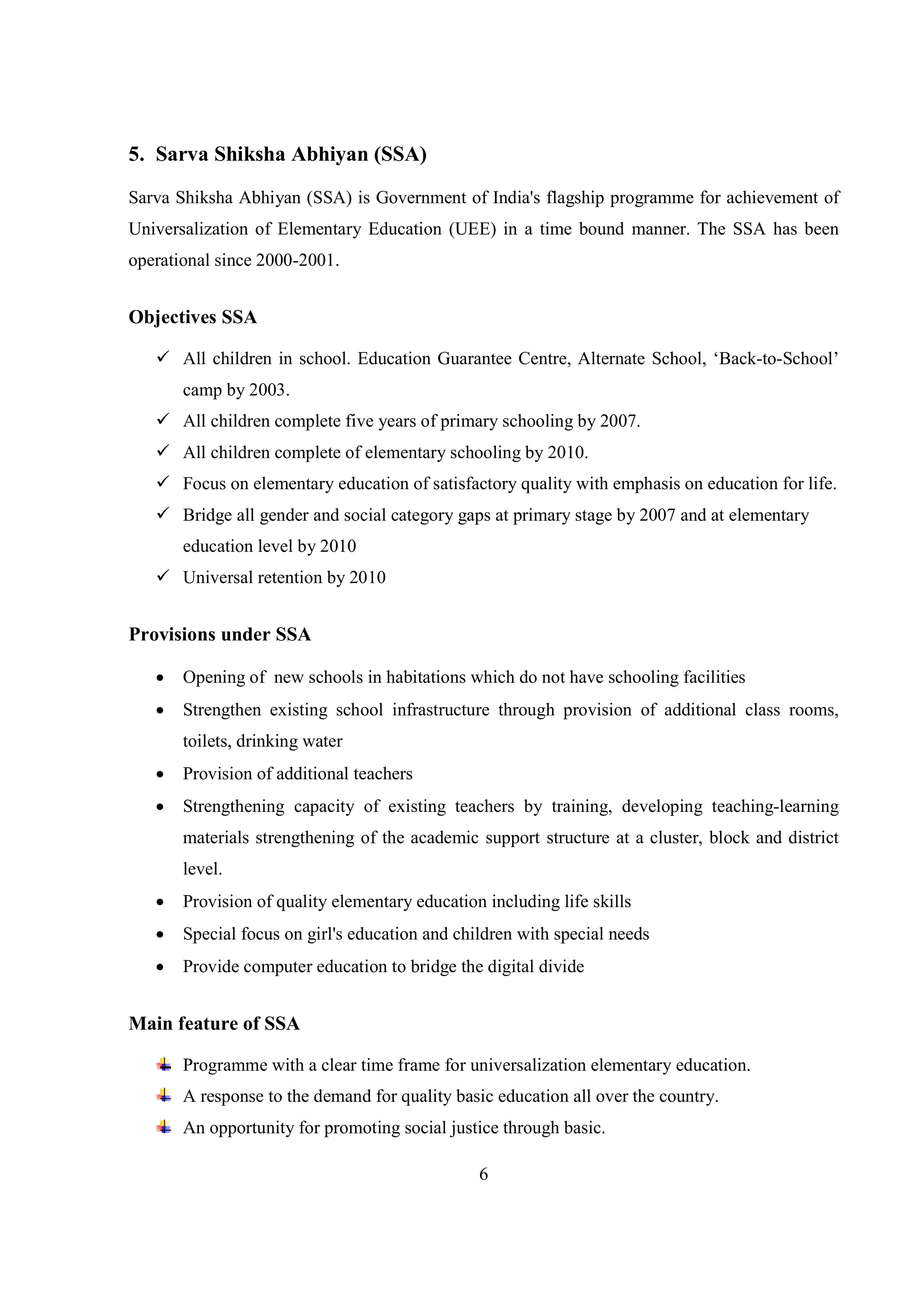 Efforts made by government of India for elementary education ...