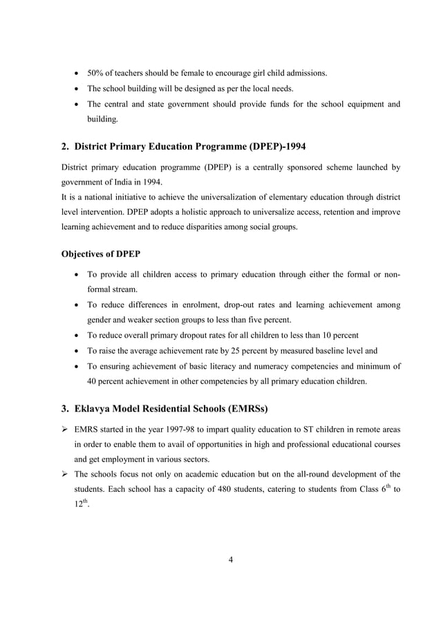 Efforts made by government of India for elementary education ...