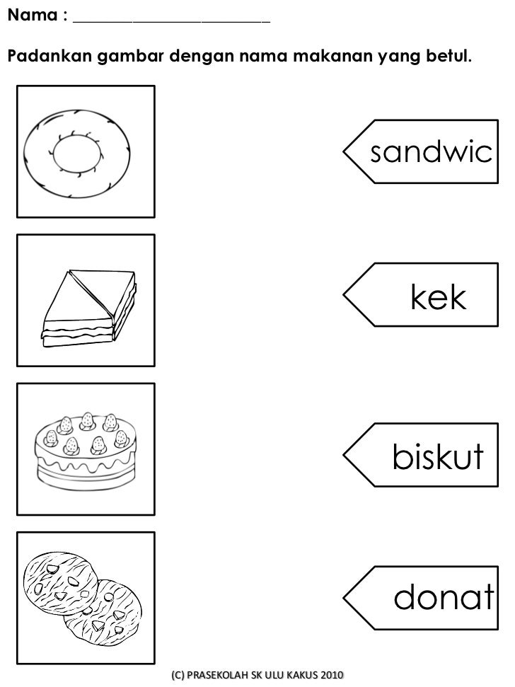 Memadankan makanan dengan ejaan yang betul (1)
