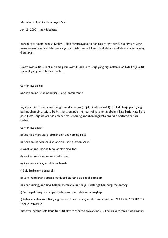 Contoh Ayat Aktif Kepada Ayat Pasif Tukar Ayat Pasif Di Bawah Kepada Ayat Aktif Tanpa Mengubah Maksud Asalnya Kakak Menumbuk Cili Itu Sehingga Hancur Indiapanty