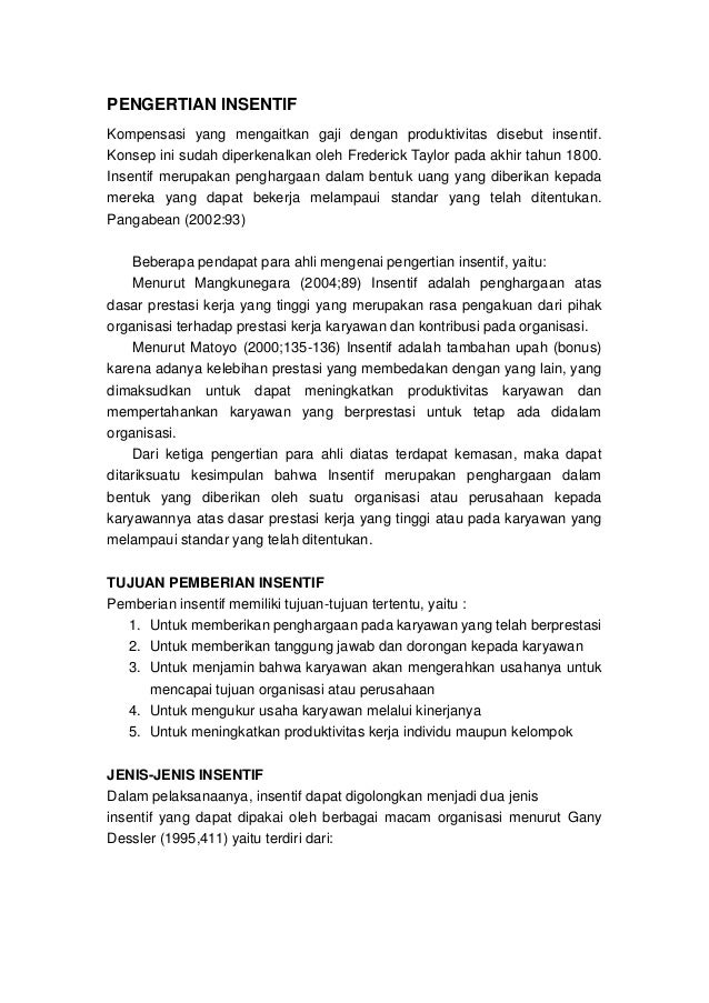 Memahami Dan Dapat Melakukan Penilaian Kompensasi Insentif Dan Tunja