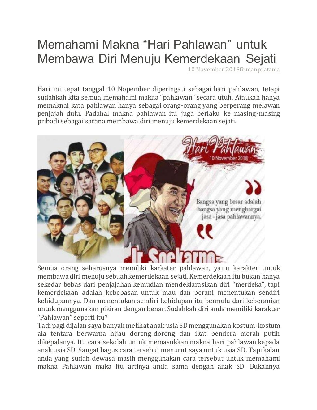 Memahami makna hari pahlawan untuk membawa diri menuju kemerdekaan s…