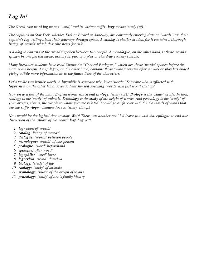 Log In The Greek Root Word Log In The Greek Root Word