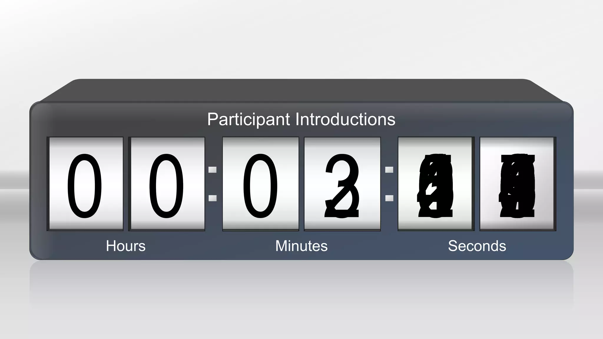 09000 3 87654321520 04 98765432103 9876543210987654321021 987654321098765432100Hours Minutes Seconds
Participant Introductions
 
