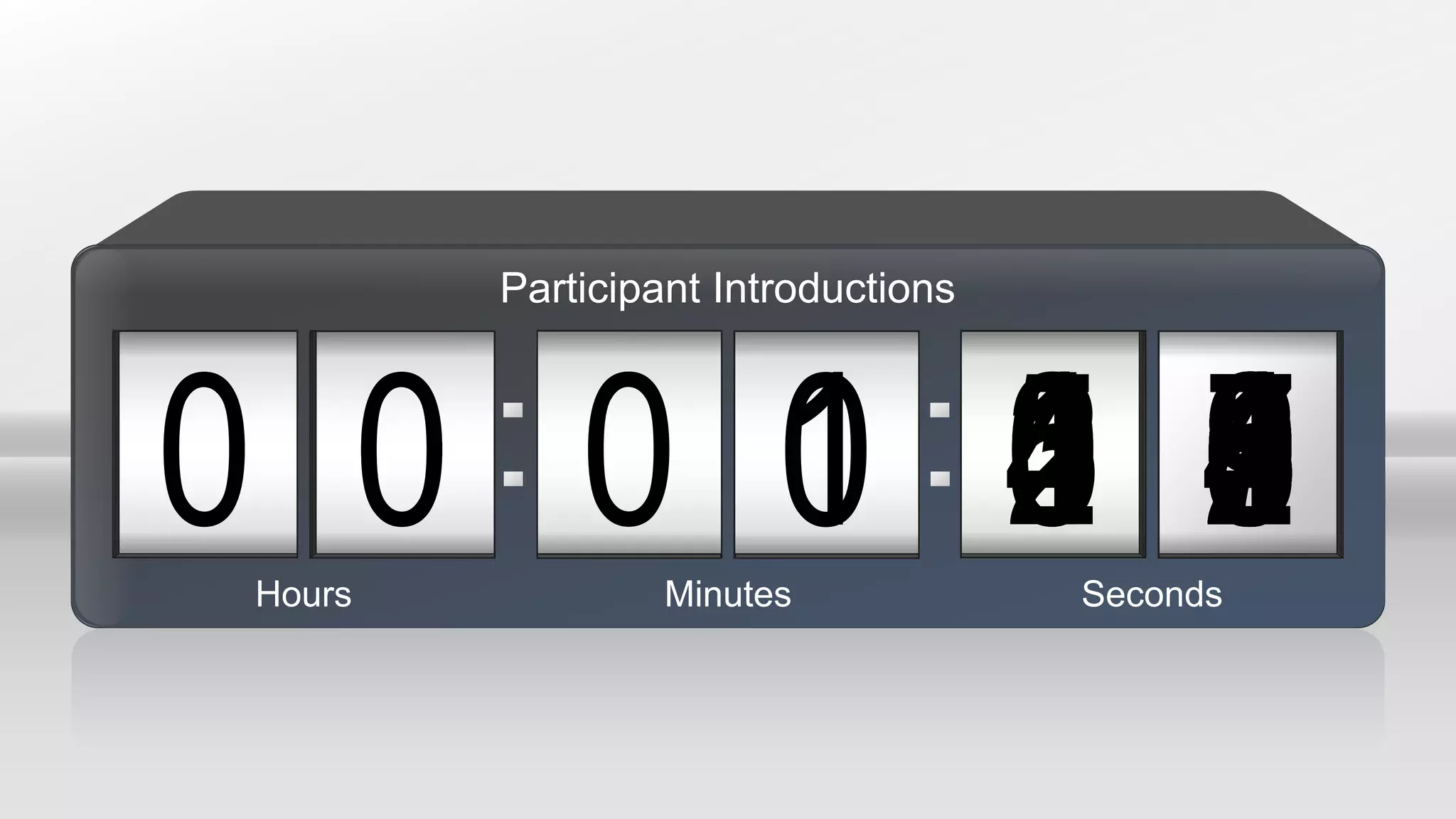 09000 1 87654321500 04 98765432103 9876543210987654321021 987654321098765432100Hours Minutes Seconds
Participant Introductions
 