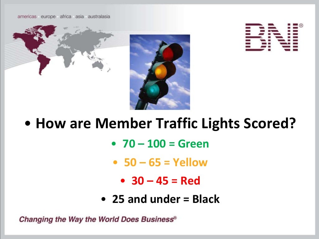 BNI Member and chapter traffic lights
