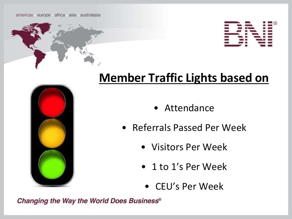 BNI Member and chapter traffic lights