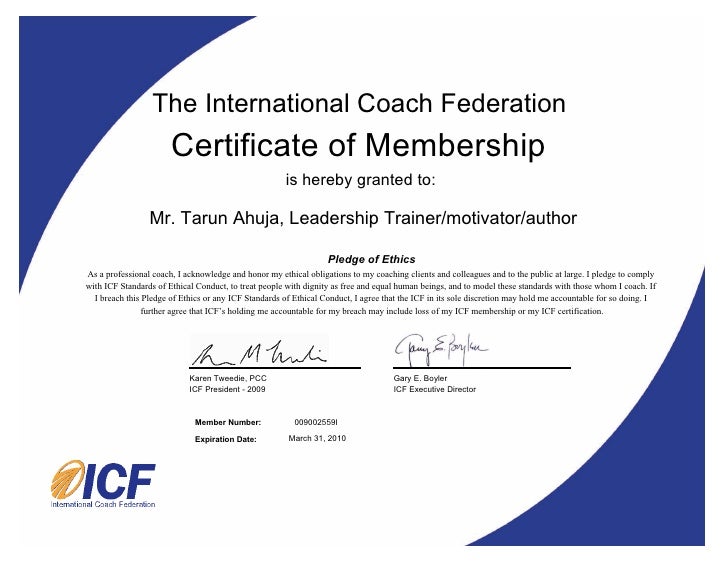 certificate of membership template