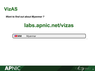 VizAS
Want to find out about Myanmar ?
labs.apnic.net/vizas
24
 