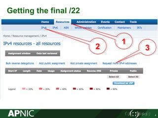 Getting the final /22
4
11
22 33
 