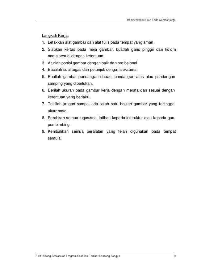 Memberikan ukuran pada gambar kerja