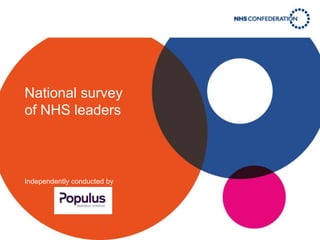 National survey
of NHS leaders
Independently conducted by
 