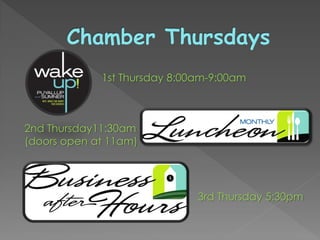 3rd Thursday 5:30pm
1st Thursday 8:00am-9:00am
2nd Thursday11:30am
(doors open at 11am)
 