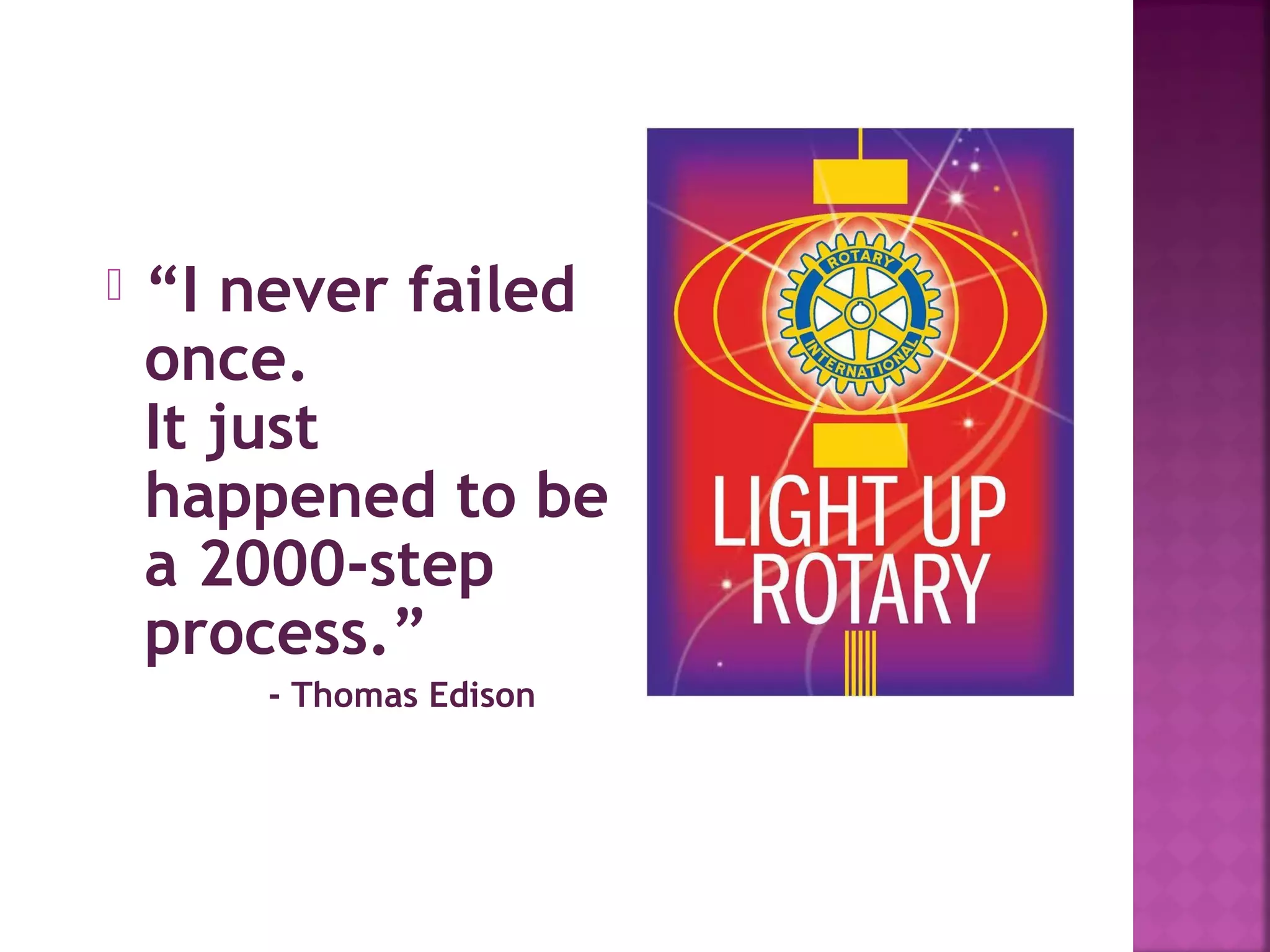  “I never failed
once.
It just
happened to be
a 2000-step
process.”
- Thomas Edison
 