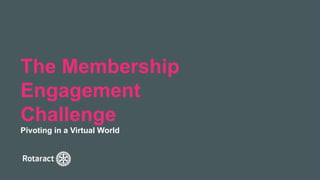 2022 Rotaract Preconvention #Rotaract22
The Membership
Engagement
Challenge
Pivoting in a Virtual World
 