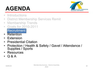 AGENDA  <ul><li>Introductions </li></ul><ul><li>District Membership Services Remit </li></ul><ul><li>Membership Trends </l...