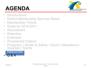 AGENDA  <ul><li>Introductions </li></ul><ul><li>District Membership Services Remit </li></ul><ul><li>Membership Trends </l...