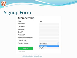 Signup Form
#WordPressInsider @MichelleCasti
 