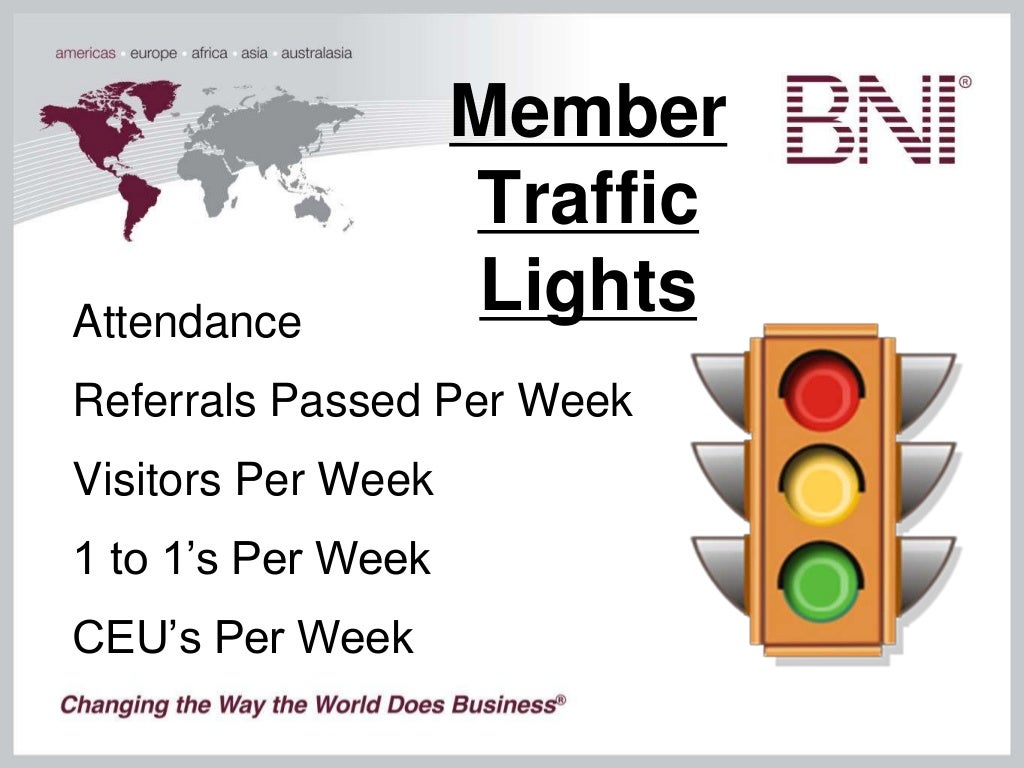 BNI Member Traffic Lights How to get to green!