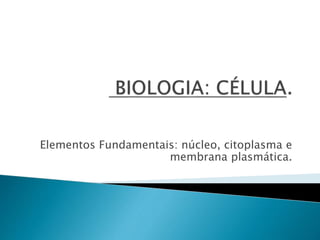Elementos Fundamentais: núcleo, citoplasma e
membrana plasmática.
 
