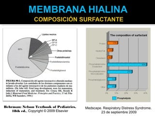 Behrman: Nelson Textbook of Pediatrics,   Medscape. Respiratory Distress Syndrome.
    18th ed., Copyright © 2009 Elsevier           23 de septiembre 2009
 