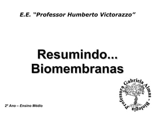 E.E. “Professor Humberto Victorazzo”
Resumindo...Resumindo...
BiomembranasBiomembranas
2º Ano – Ensino Médio
 