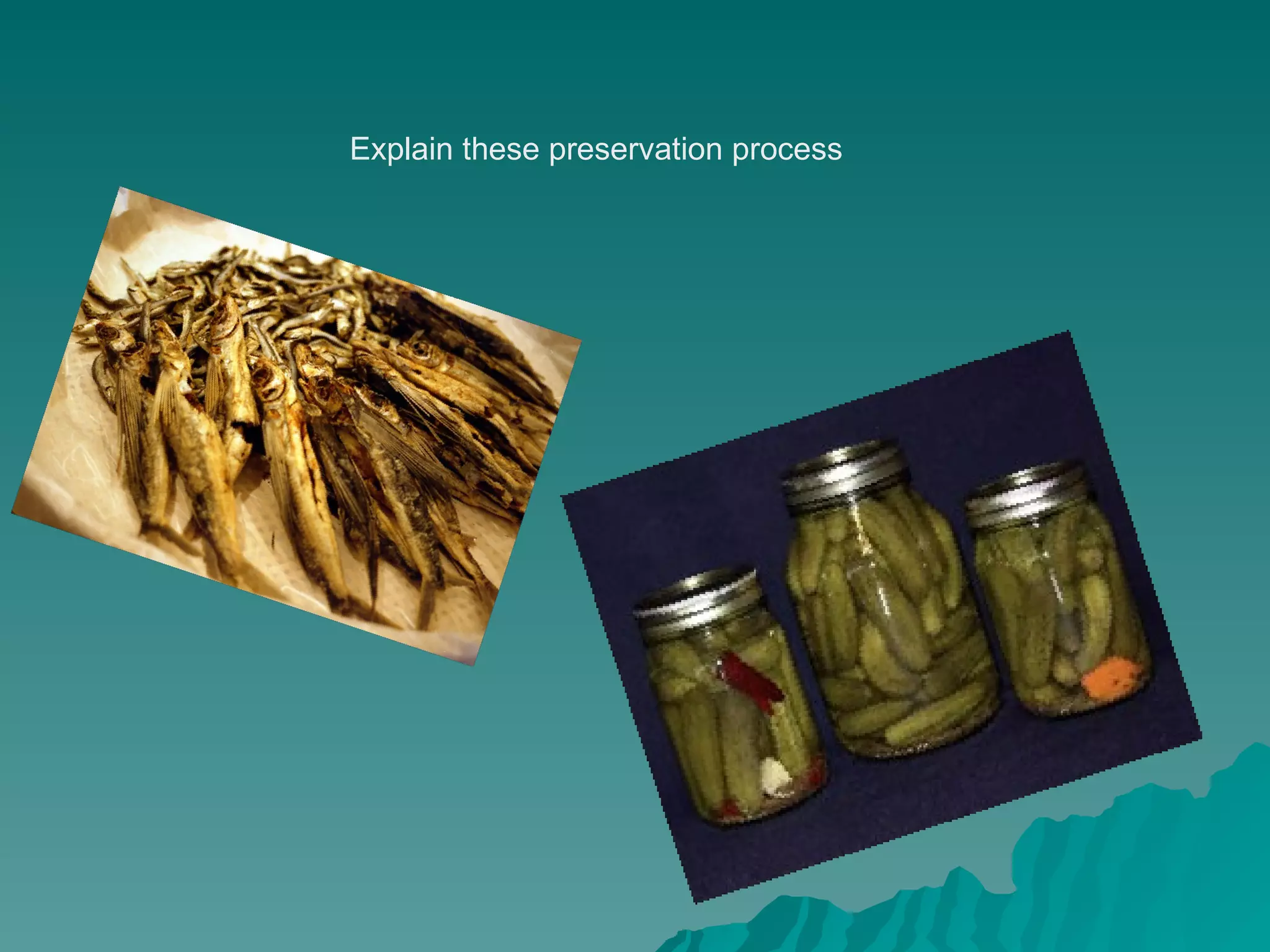 Explain these preservation process  