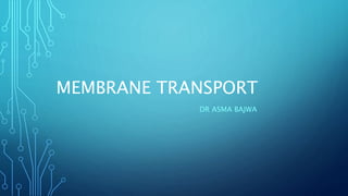MEMBRANE TRANSPORT
DR ASMA BAJWA
 