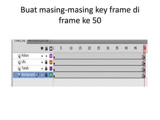 Buat masing-masing key frame di
          frame ke 50
 