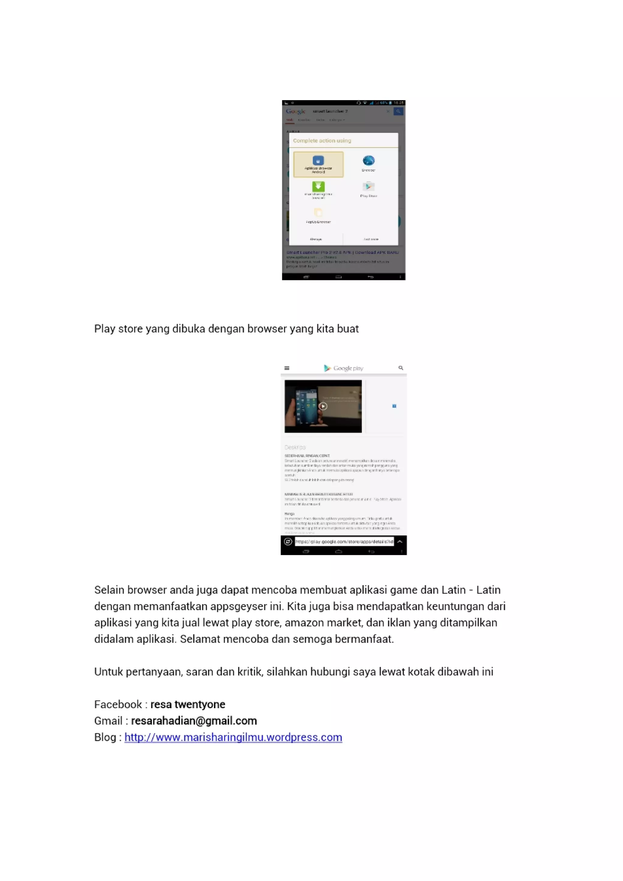 Membuat aplikasi android dengan apps geyser