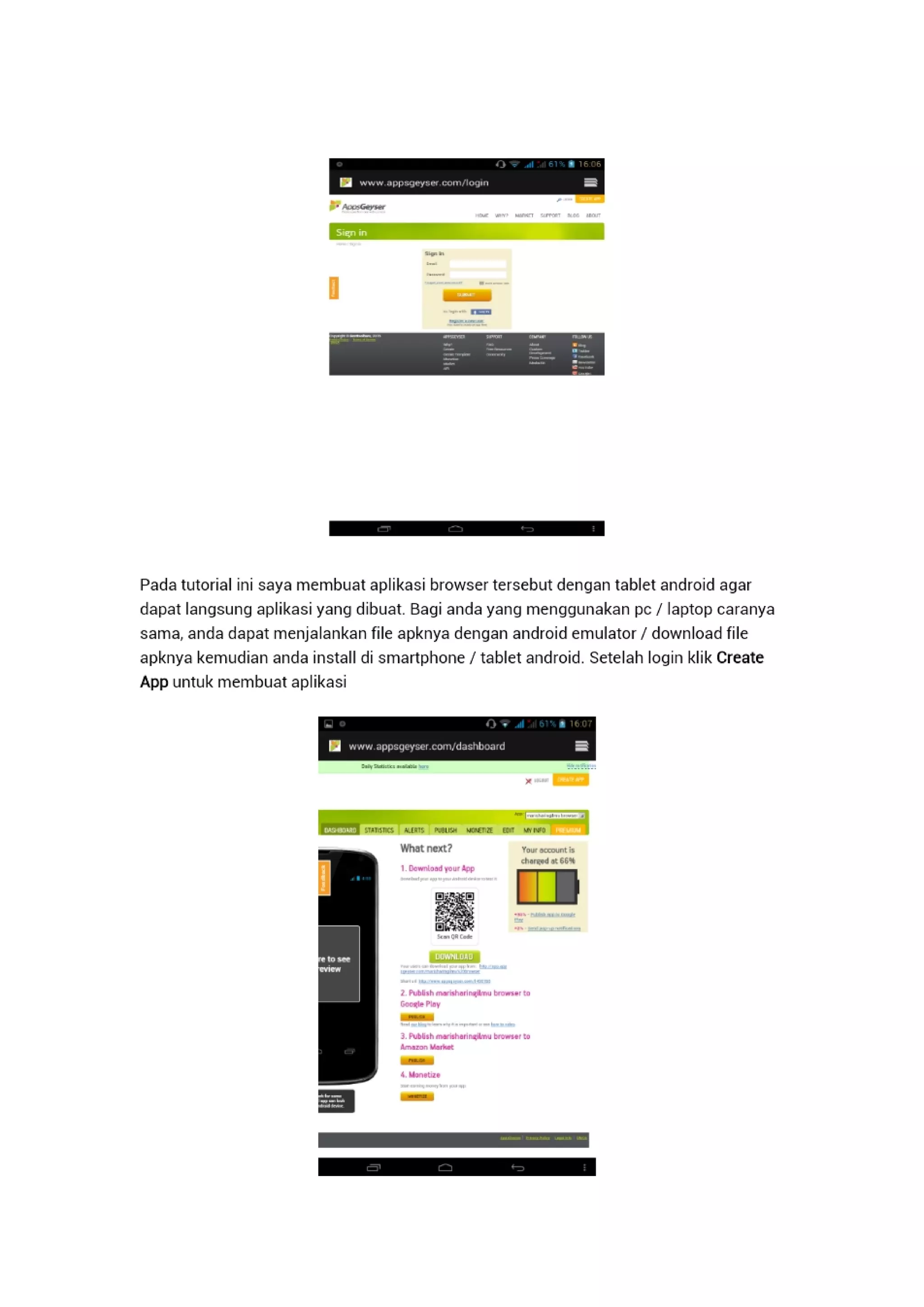Membuat aplikasi android dengan apps geyser
