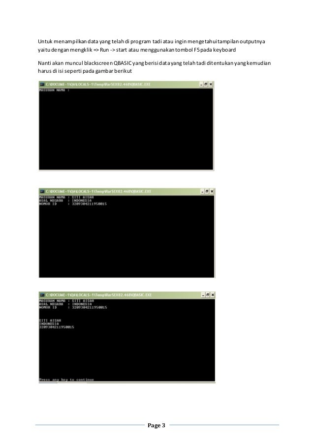 Membuat biodata pada qbasic
