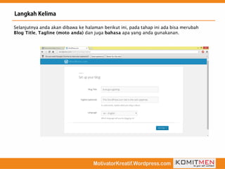 Selanjutnya anda akan dibawa ke halaman berikut ini, pada tahap ini ada bisa merubah
, dan juga apa yang anda gunakanan.
 