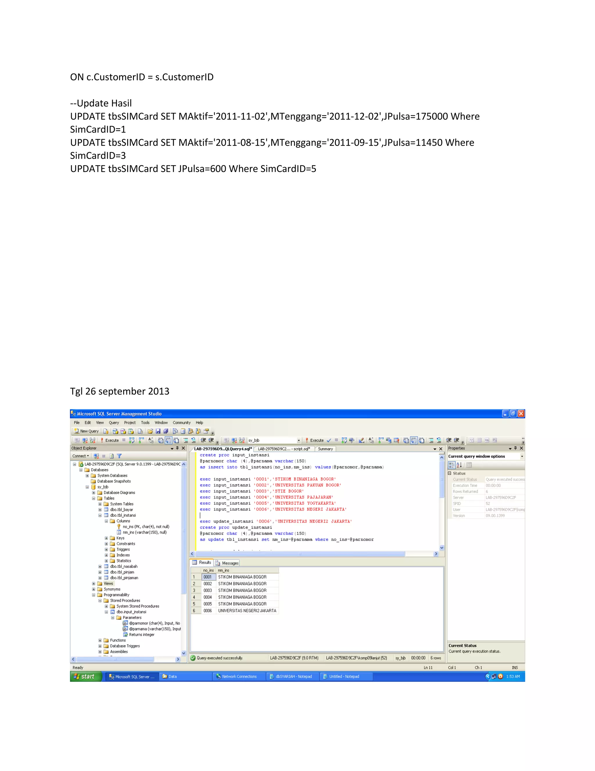 Membuat database menggunakan sql management studio | DOC