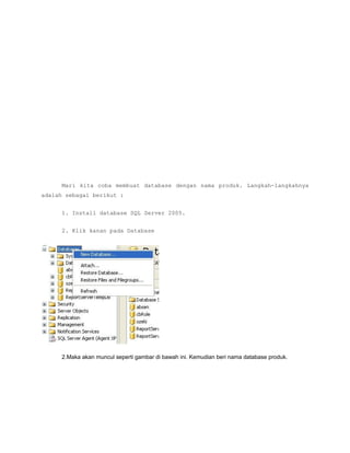 Membuat database menggunakan sql management studio | PDF