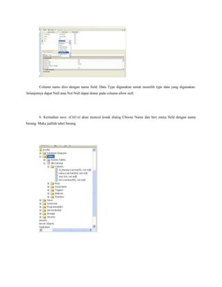 Membuat database menggunakan sql management studio | PDF