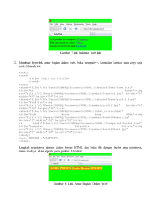 Membuat desain website berbasis html dengan notepad | PDF