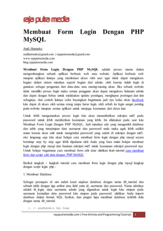 Membuat form login dengan php mysql | PDF