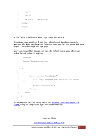 Membuat form login dengan php mysql | PDF