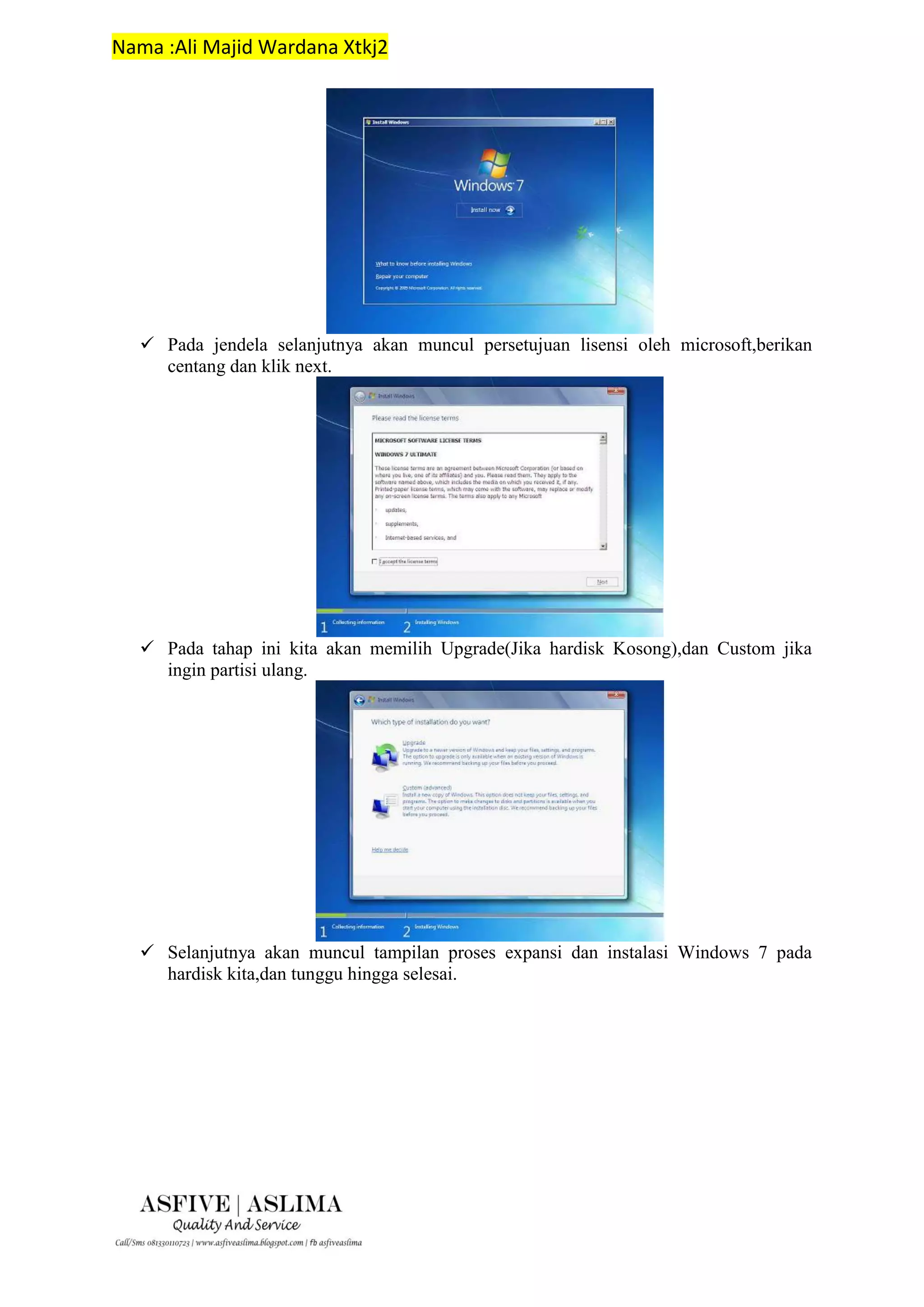 Langkah-langkah menginstal Windows 7 | PDF